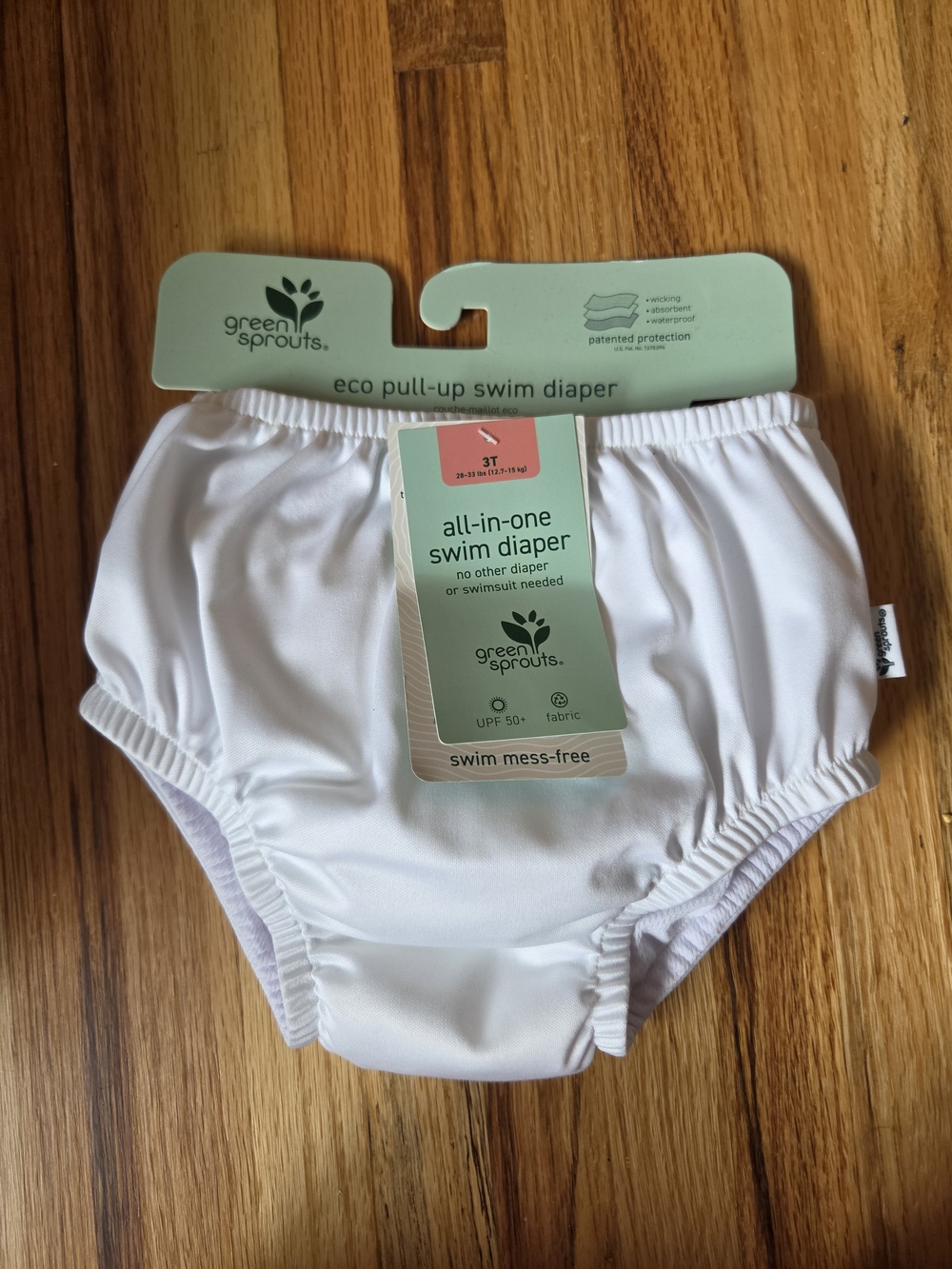 Green Sprouts White All-in-One Swim Trunks - Kids 3T